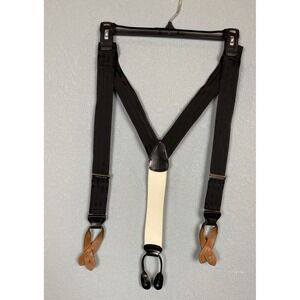 Trafalgar Suspenders Mens One Size Black White‎ Y-Back Leather Button End Dress